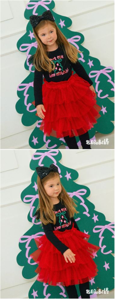 BEBEBEBE HOLIDAY 2025 Christmas cancan sha skirt (RED)