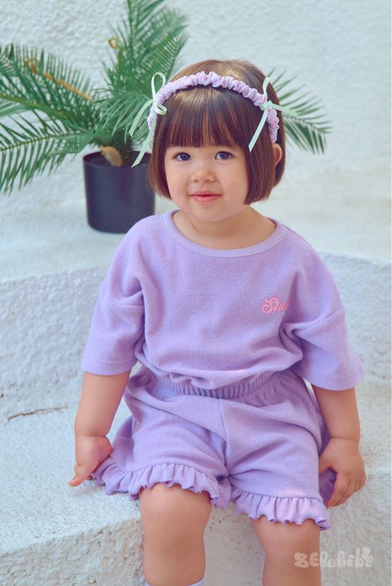 BEBEBEBE SUMMER cream rose terry set