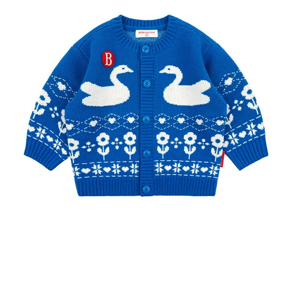 BEBE DE PINO Flower duck baby nordic sweater cardigan