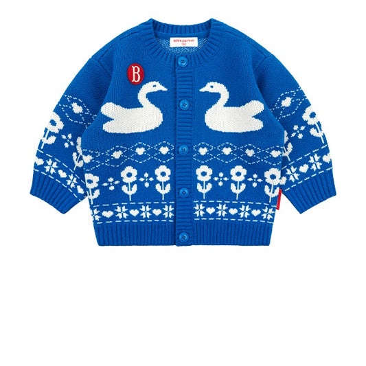 BEBE DE PINO Flower duck baby nordic sweater cardigan