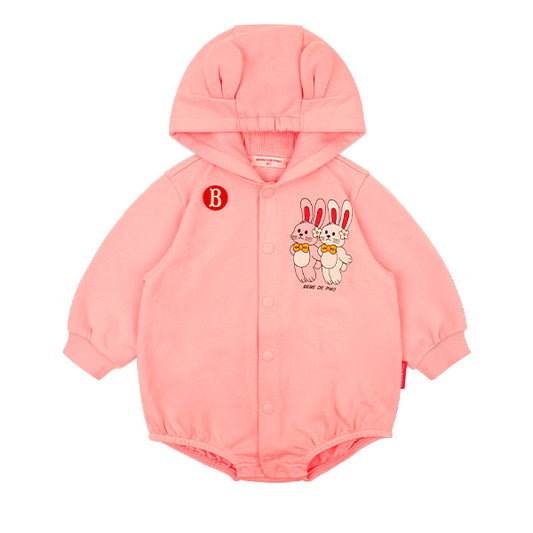 BEBE DE PINO Twin bunny baby loose fit hooded bodysuit