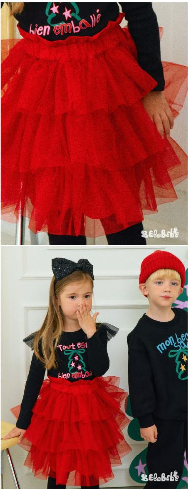 BEBEBEBE HOLIDAY 2025 Christmas cancan sha skirt (RED)