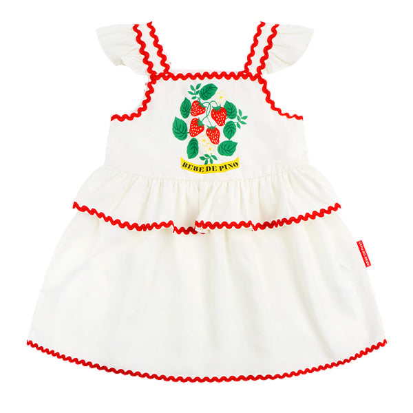 BEBE DE PINO Strawberry baby ruffle sleeveless dress