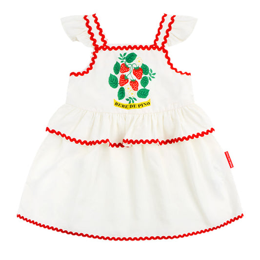 BEBE DE PINO Strawberry baby ruffle sleeveless dress