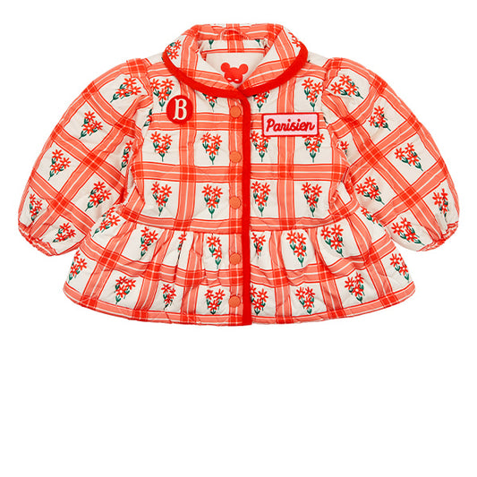 BEBE DE PINO All over bouquet check baby quilting jacket
