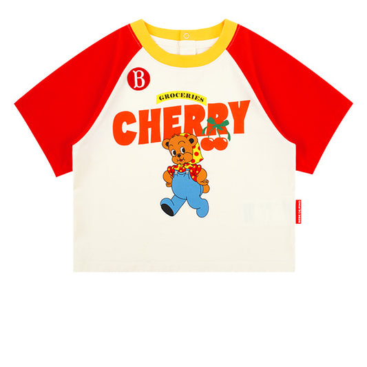 BEBE DE PINO Baby Cherry Bear 3/4 Sleeve Raglan T-shirt