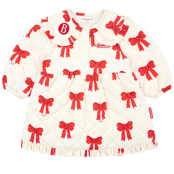BEBE DE PINO All over ribbon baby big collar quilted dress