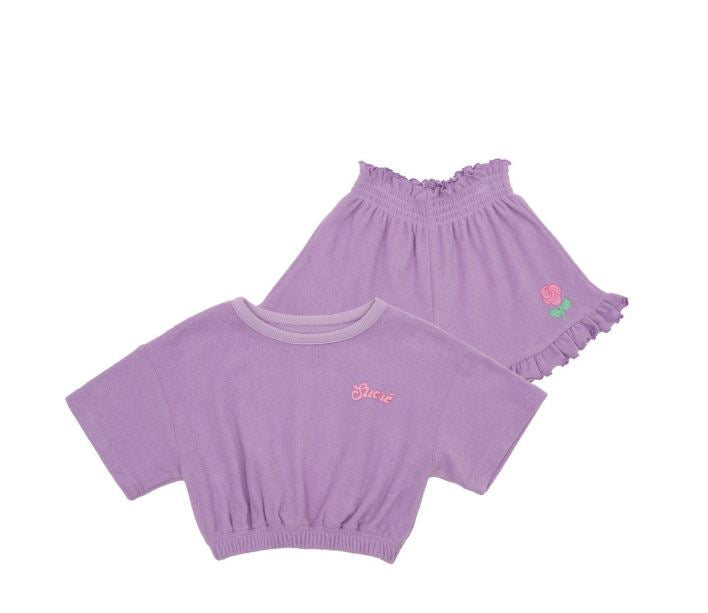 BEBEBEBE SUMMER cream rose terry set