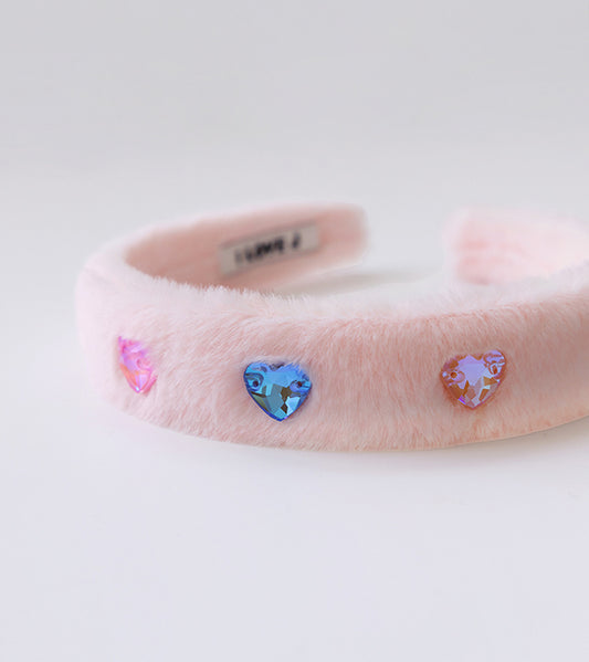 I LOVE J Three heart fur hair band
