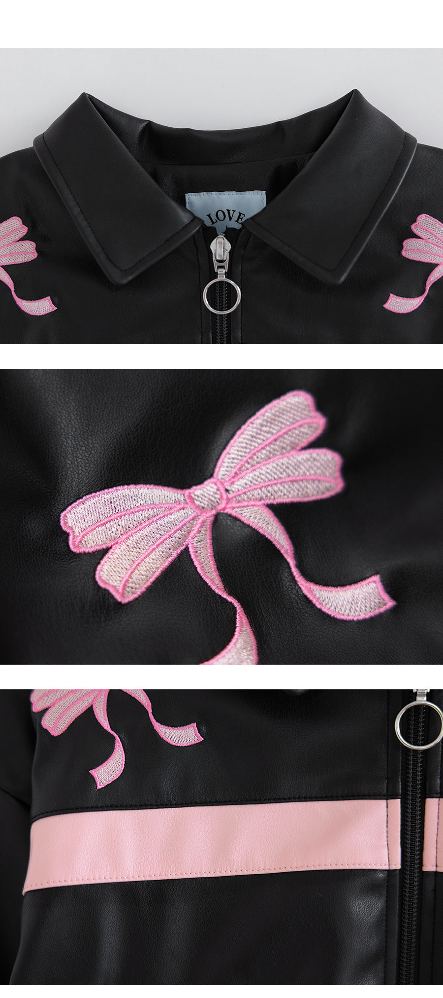 I LOVE J Sheering ribbon leather jacket