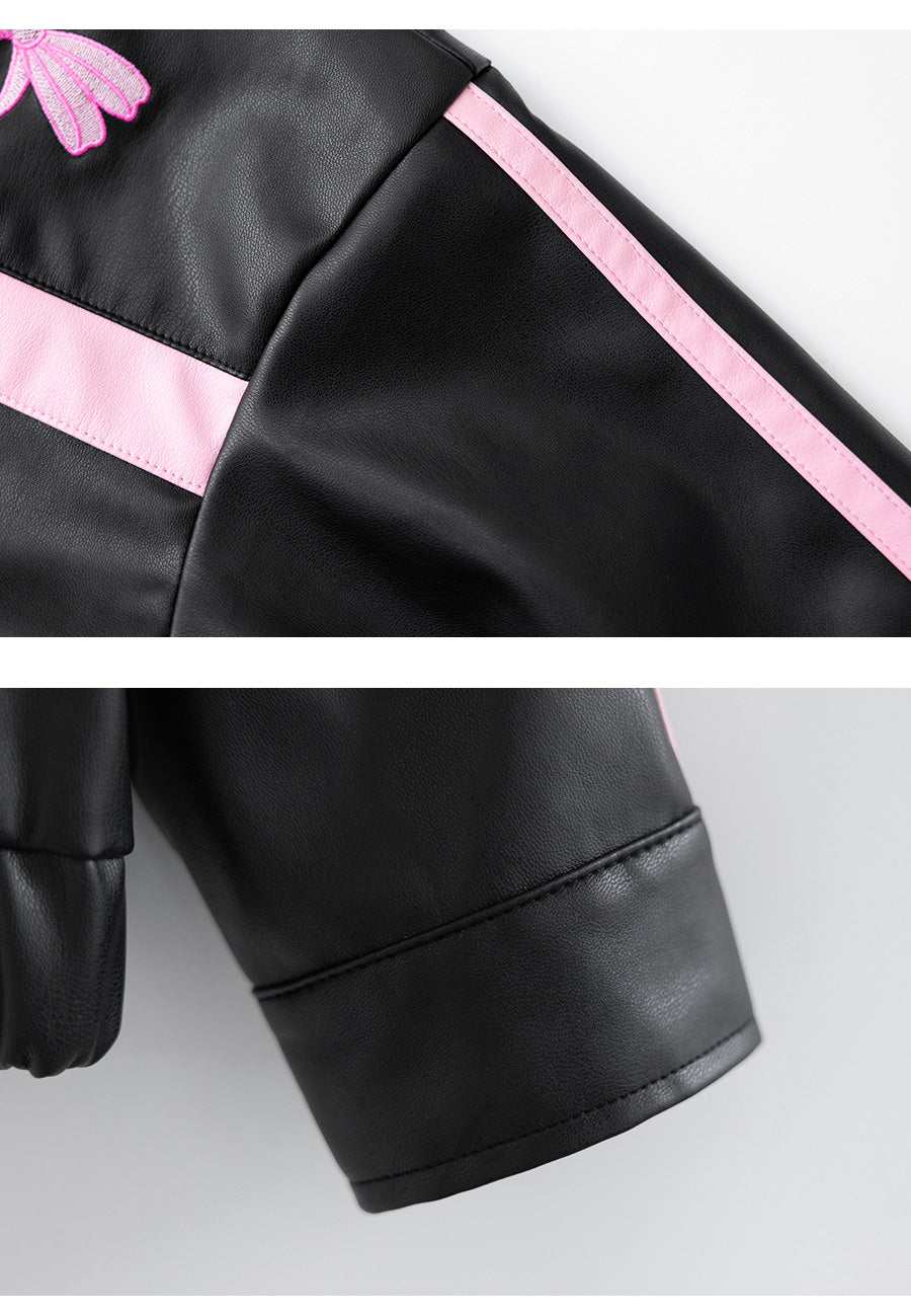I LOVE J Sheering ribbon leather jacket