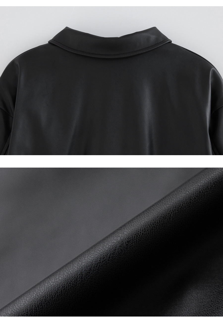 I LOVE J Sheering ribbon leather jacket