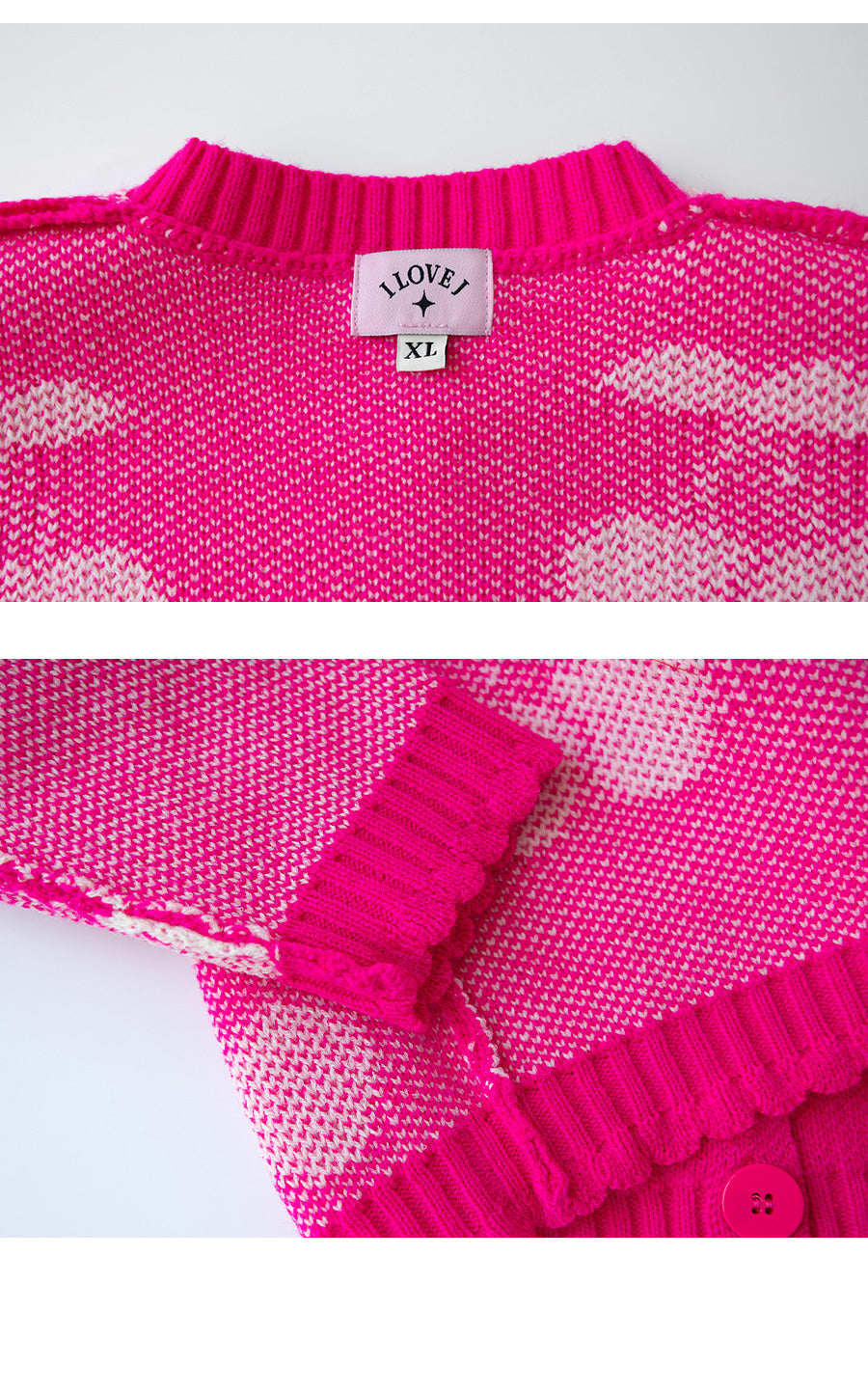 I LOVE J bulky cherry knit cardigan