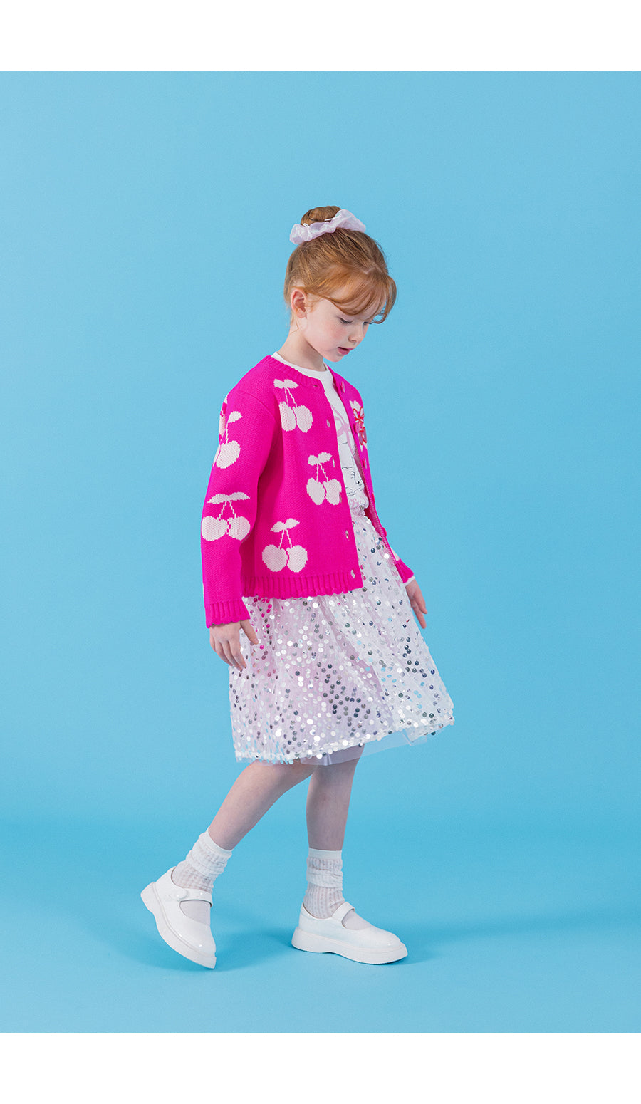 I LOVE J bulky cherry knit cardigan