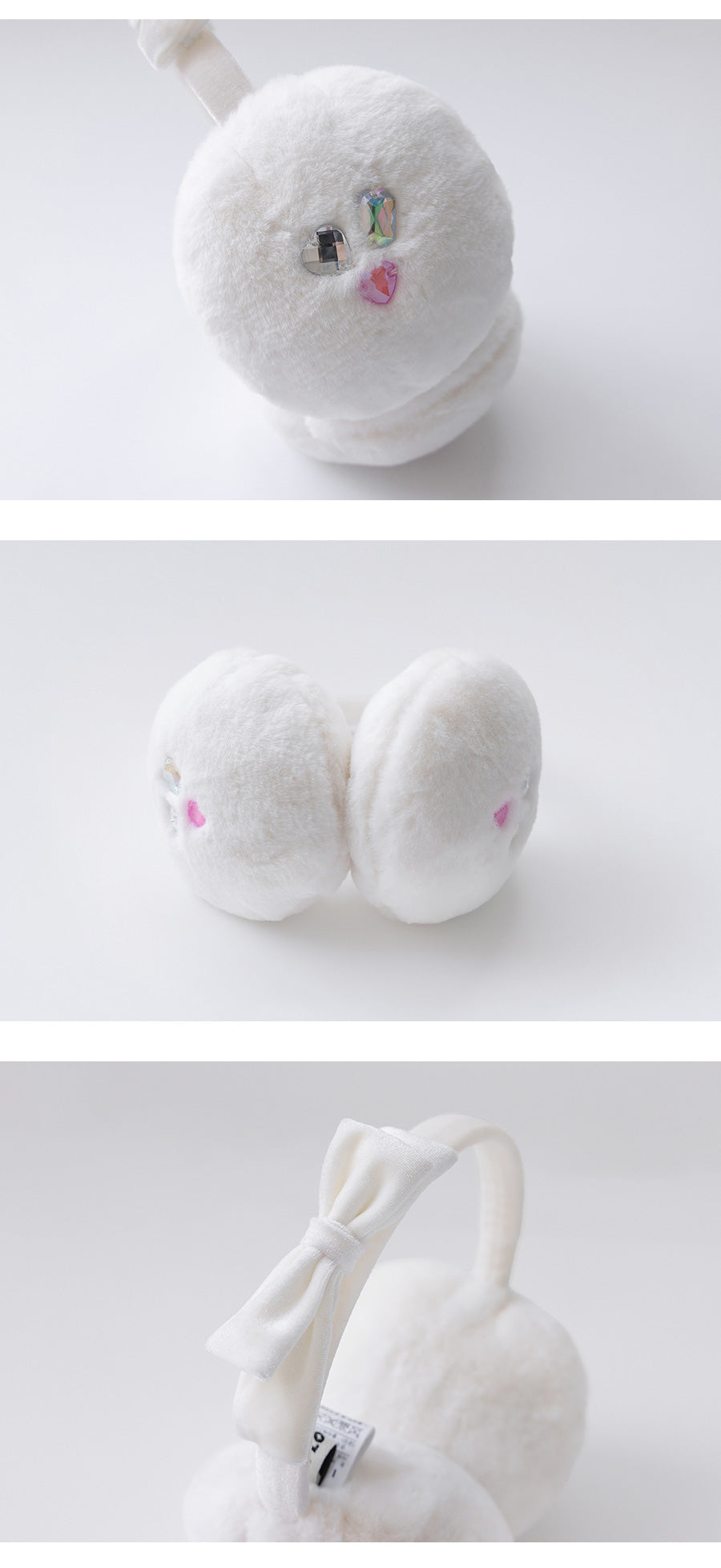 I LOVE J Roatti jewelred fur ear muff (White)