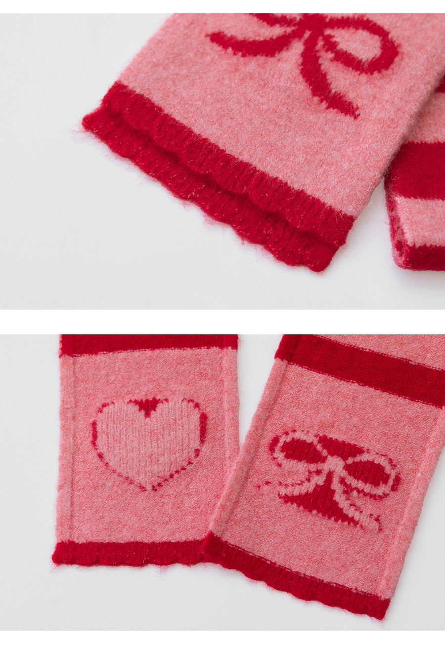 I LOVE J Ribbon & Heart knit muffler