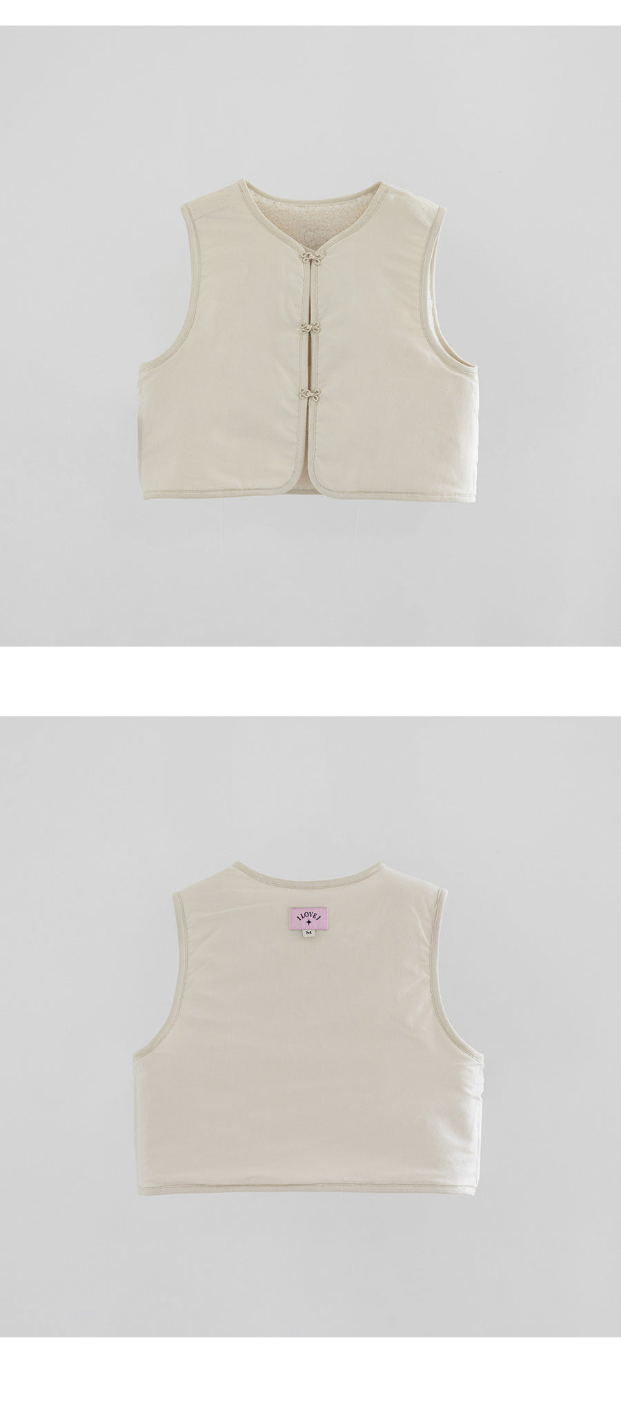 I LOVE J Ribbon point fleece vest