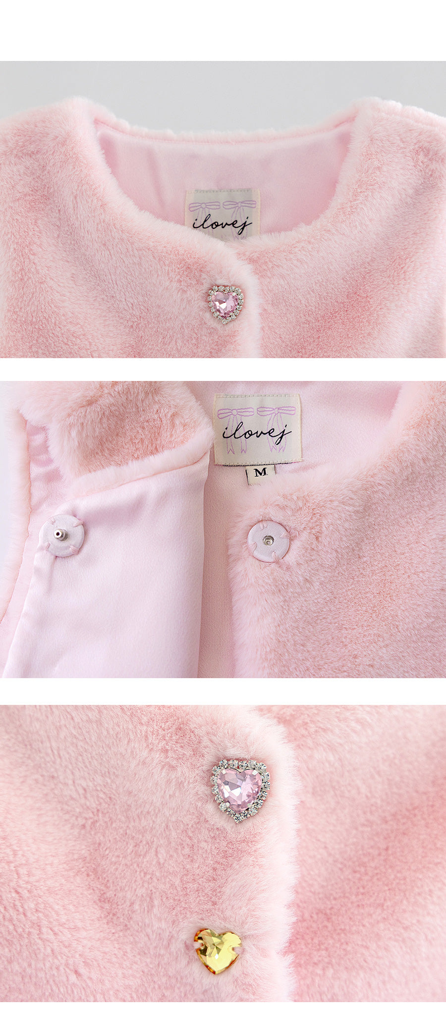 I LOVE J Stone button fur vest