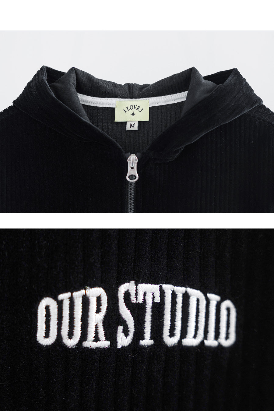 I LOVE J My studio velour hoodie zip-up