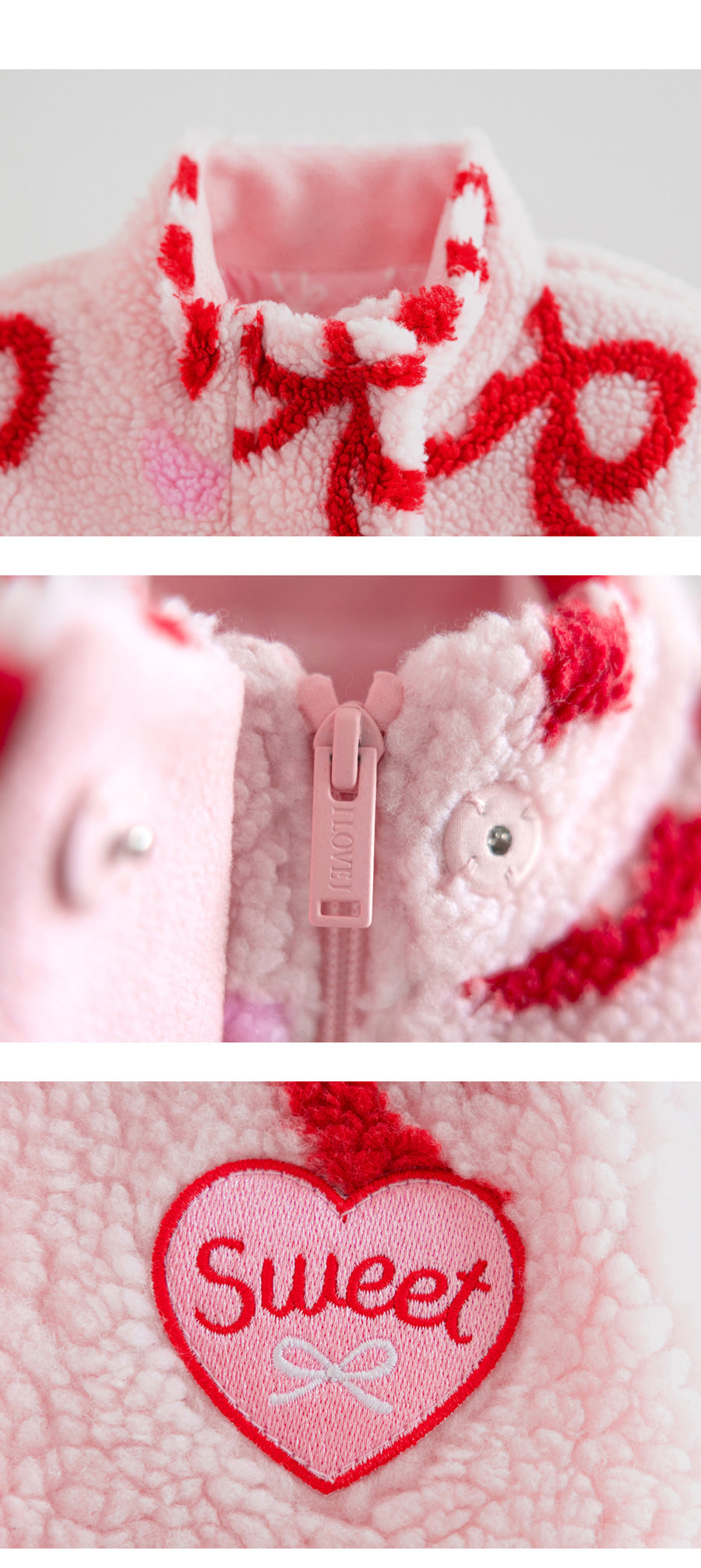 I LOVE J Ribbon dumble zip up jacket