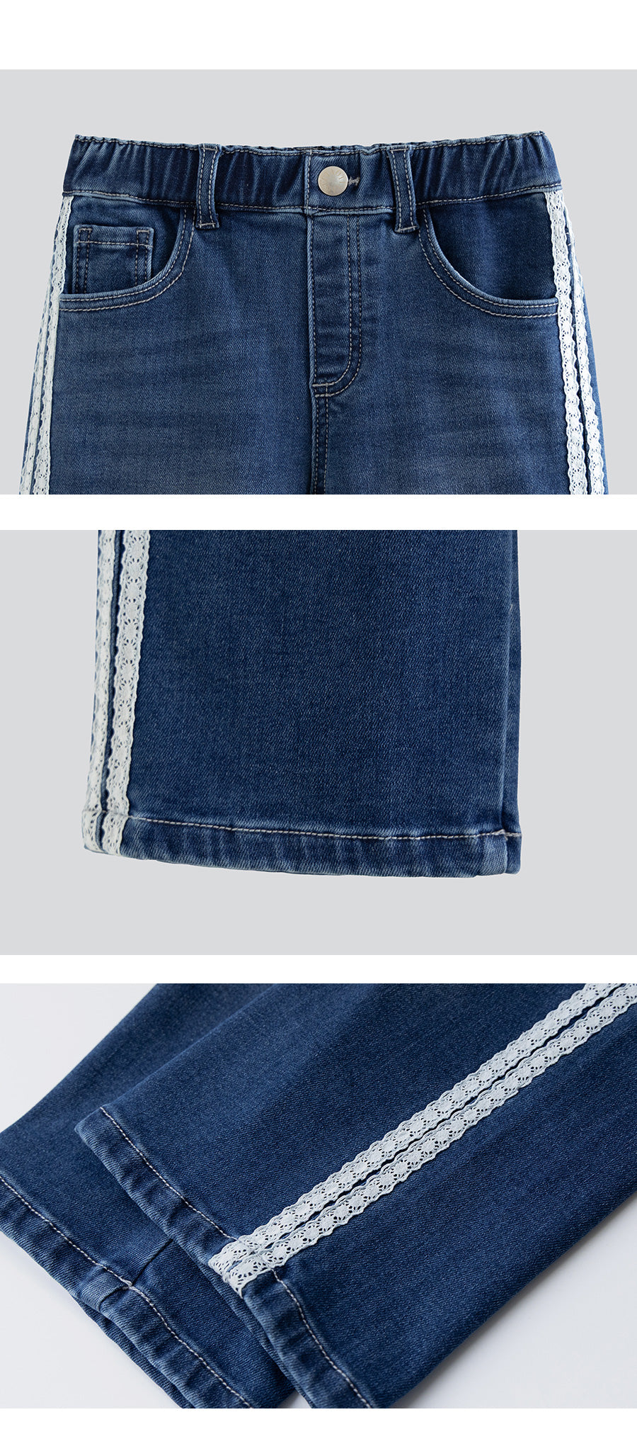 I LOVE J Lace denim wide pants