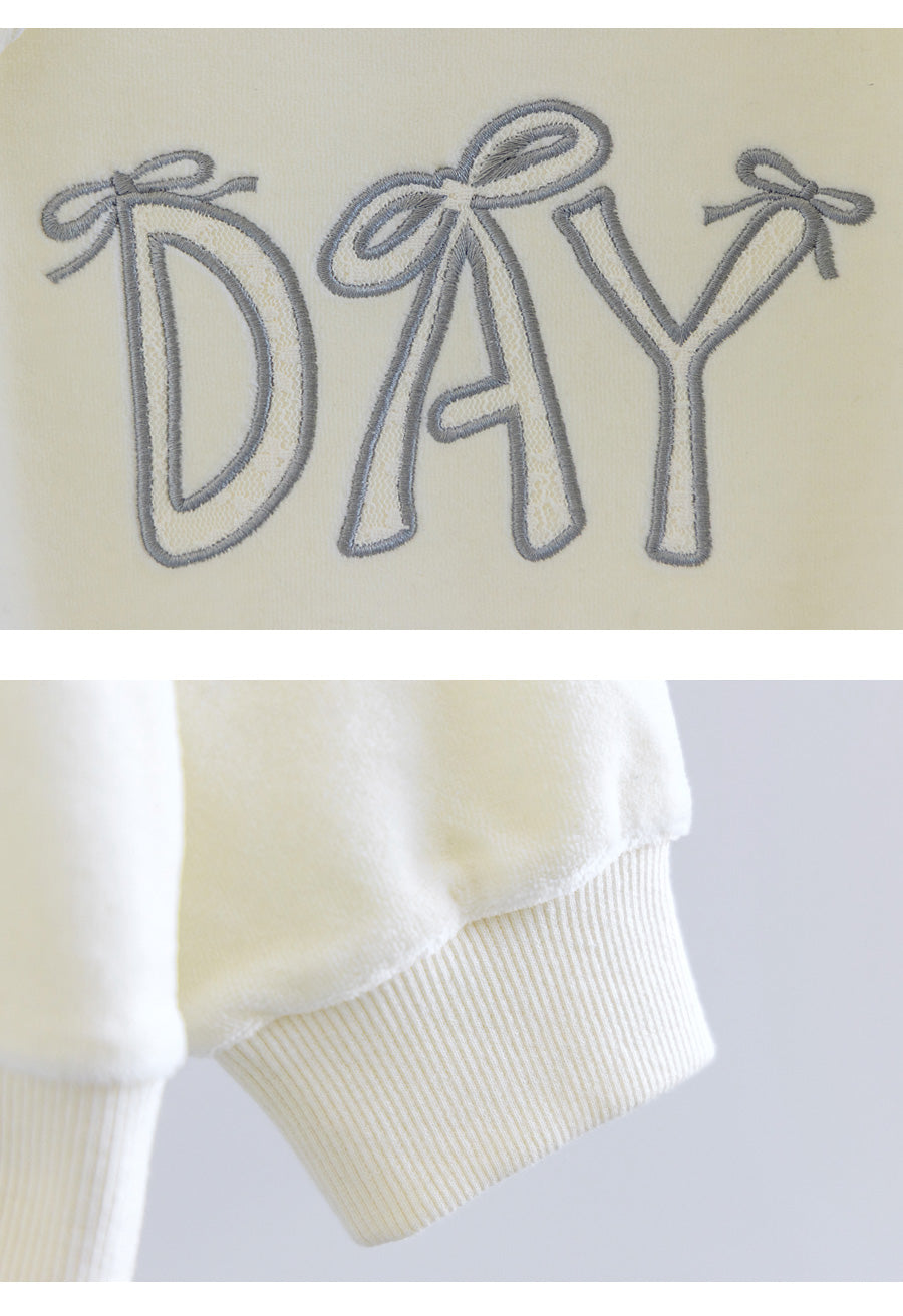 I LOVE J Day lace fleece 2pc set
