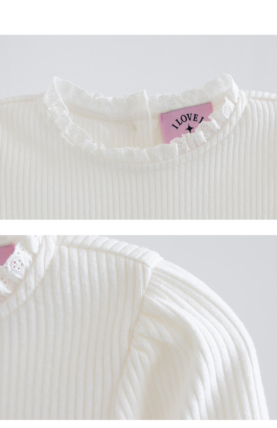 I LOVE J Lace ribbed top