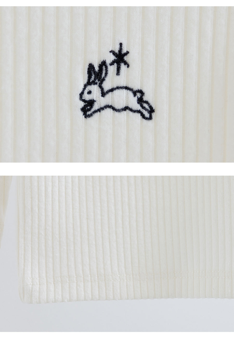 I LOVE J Lace ribbed top