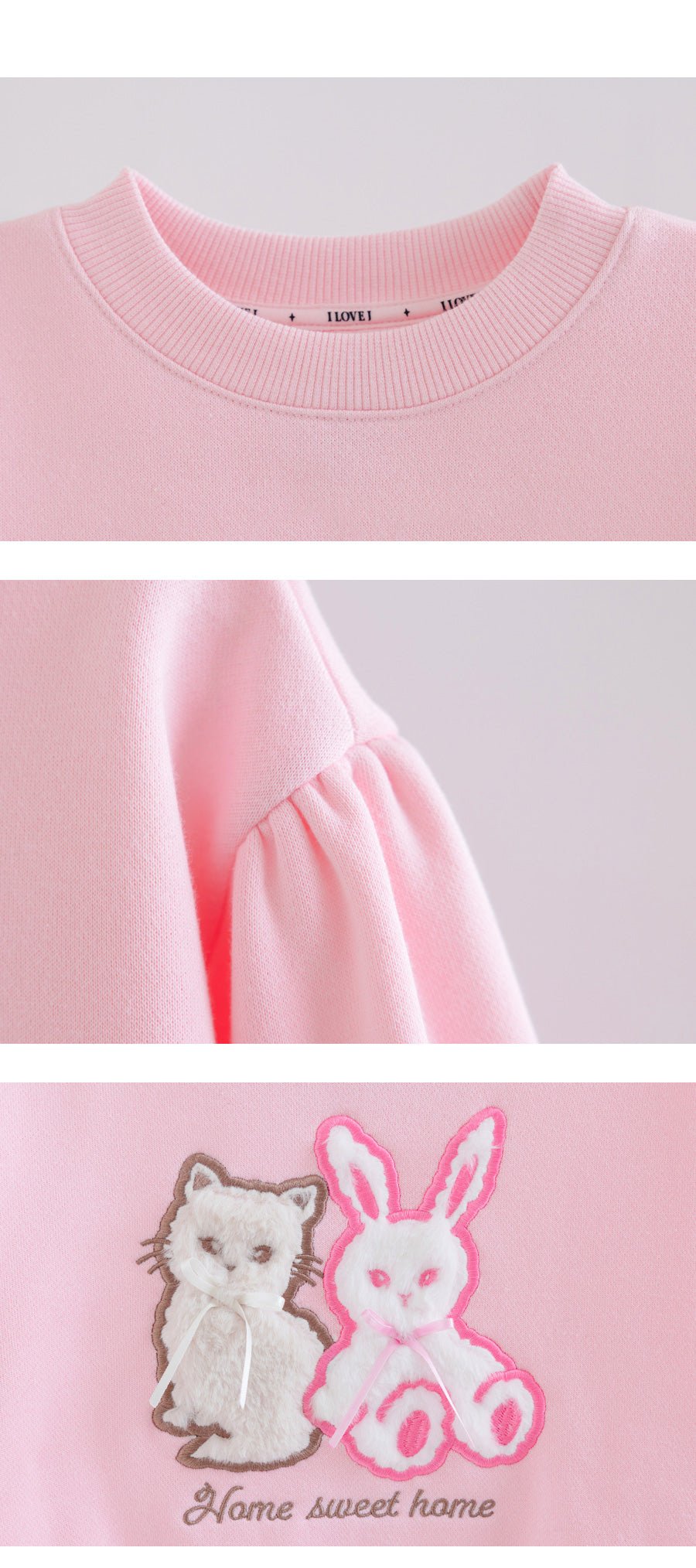 I LOVE J Cat & rabbit fleece mtm