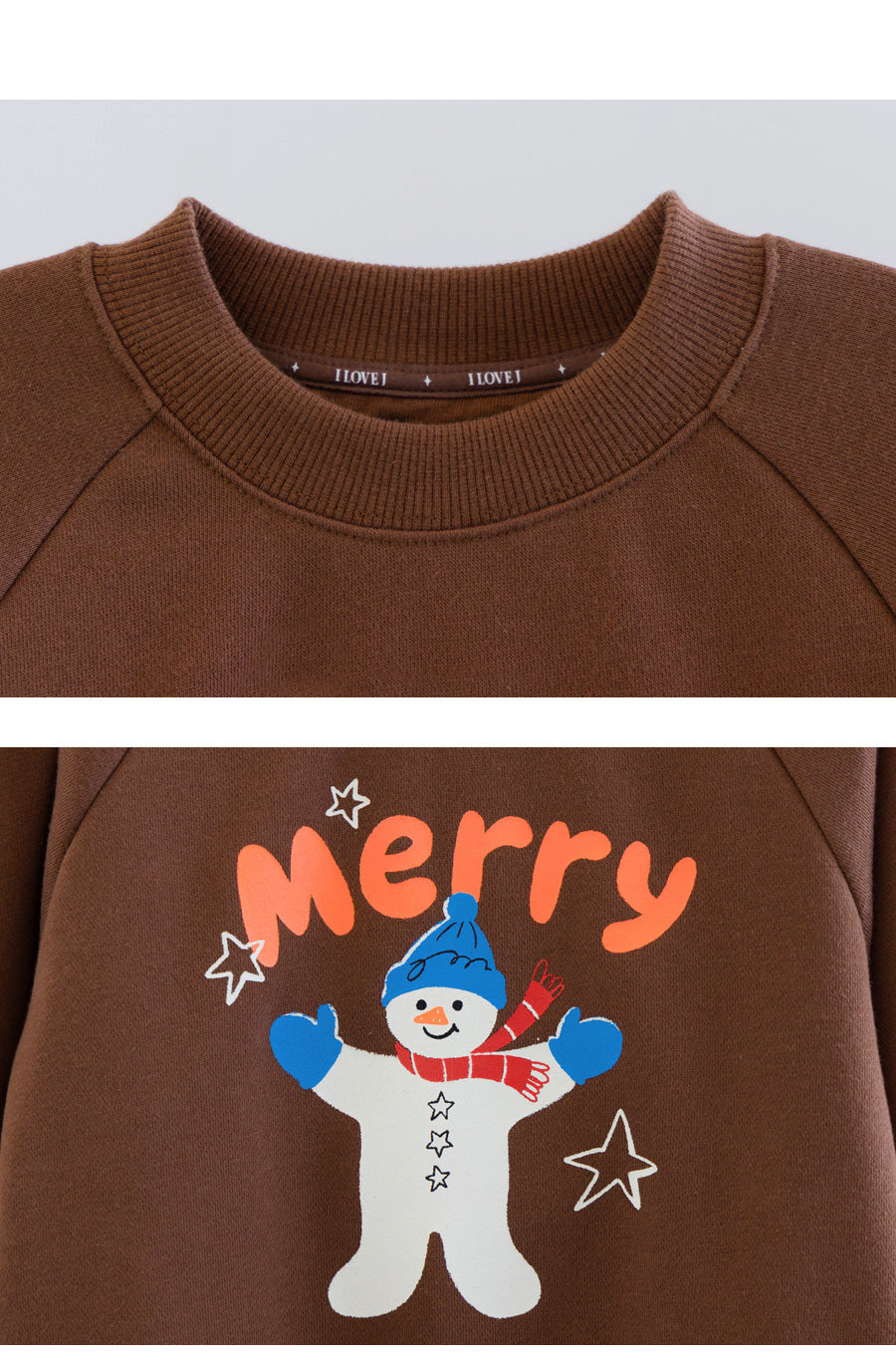 I LOVE J Merry snowman fleece mtm(Brown)
