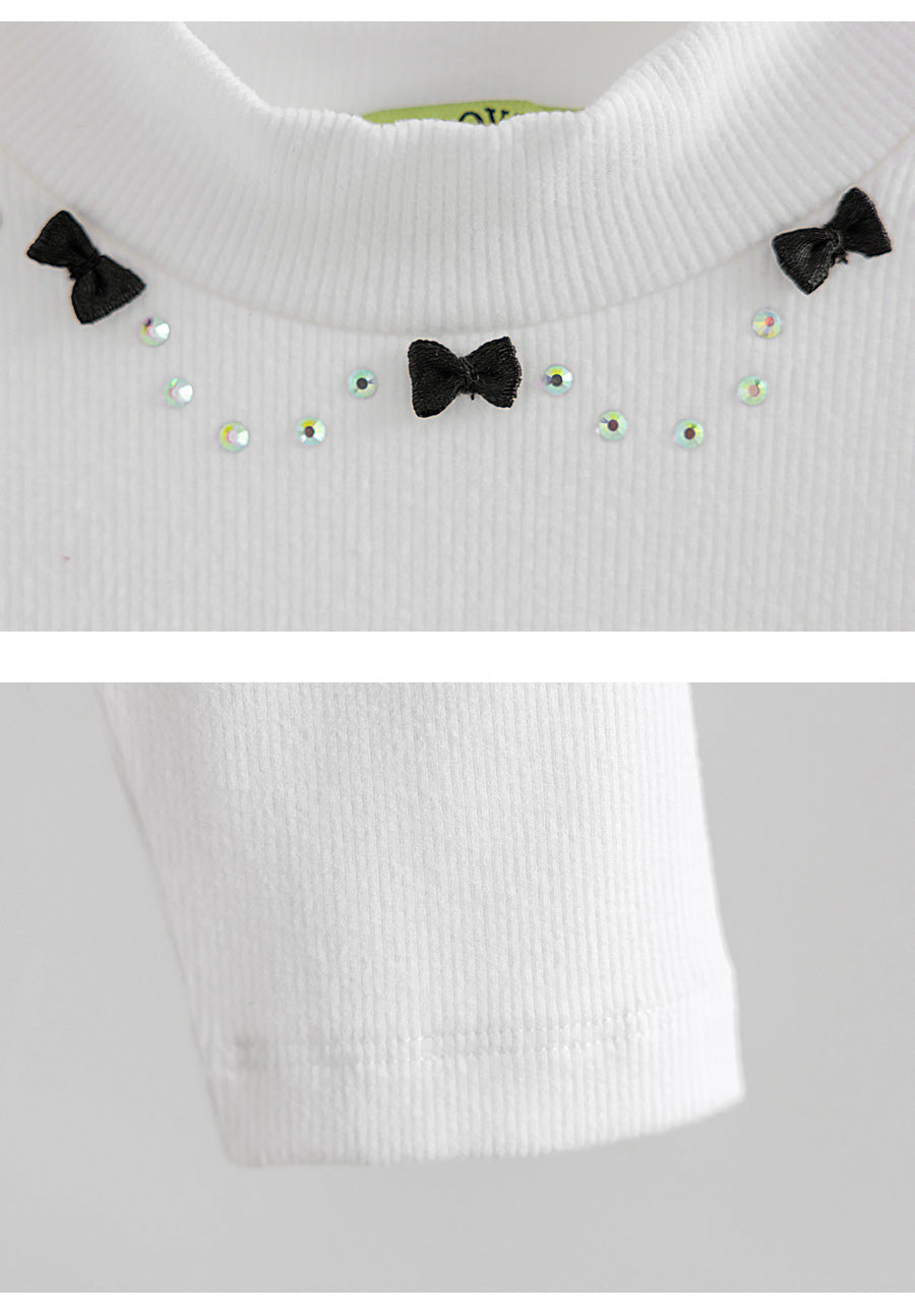 I LOVE J Ribbon stone point fleece top