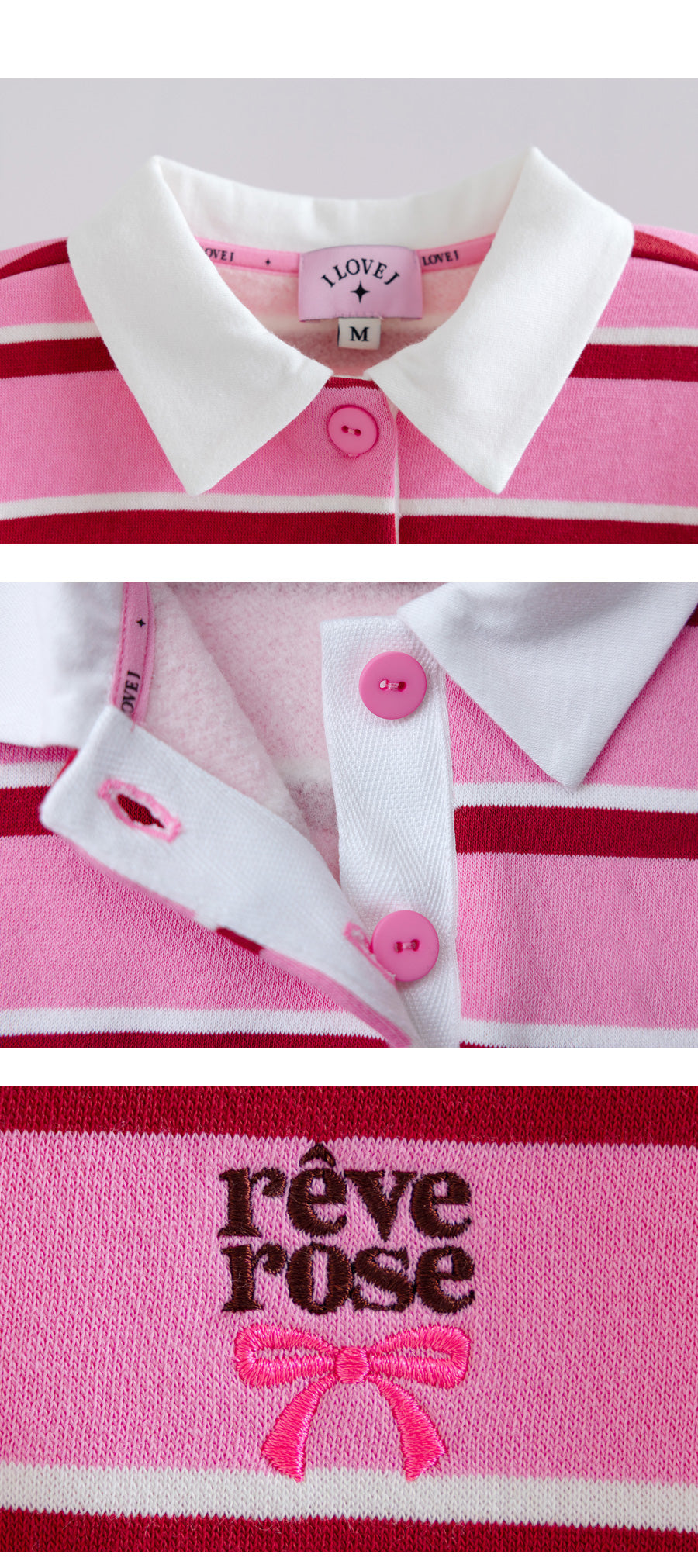 I LOVE J Collar fleece striped top