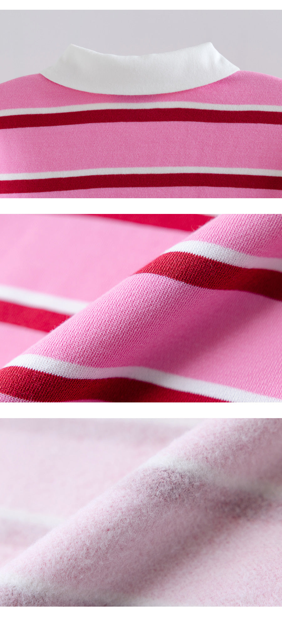 I LOVE J Collar fleece striped top