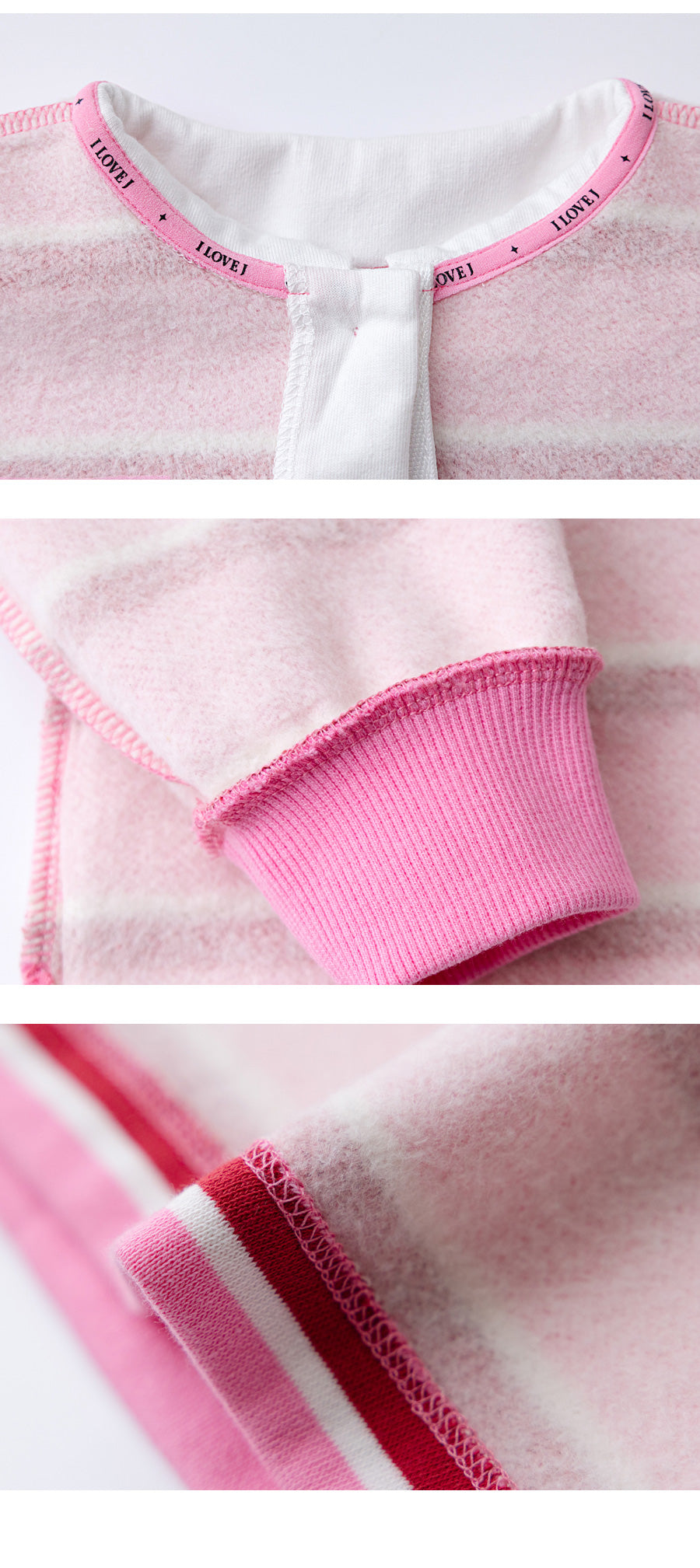 I LOVE J Collar fleece striped top