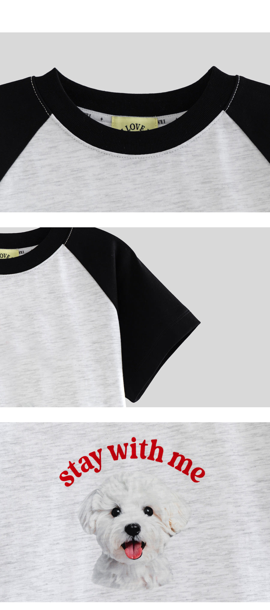 I LOVE J stay dog color-block 2pc set