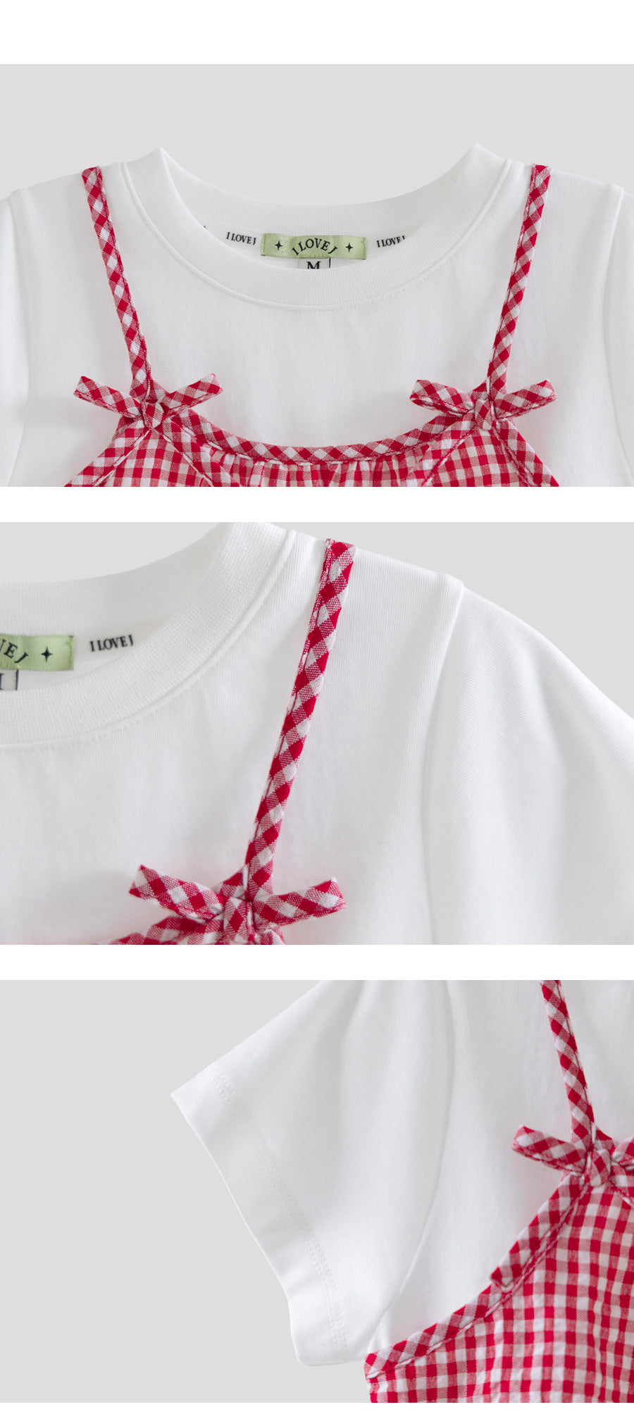 I LOVE J check bustier short sleeve top