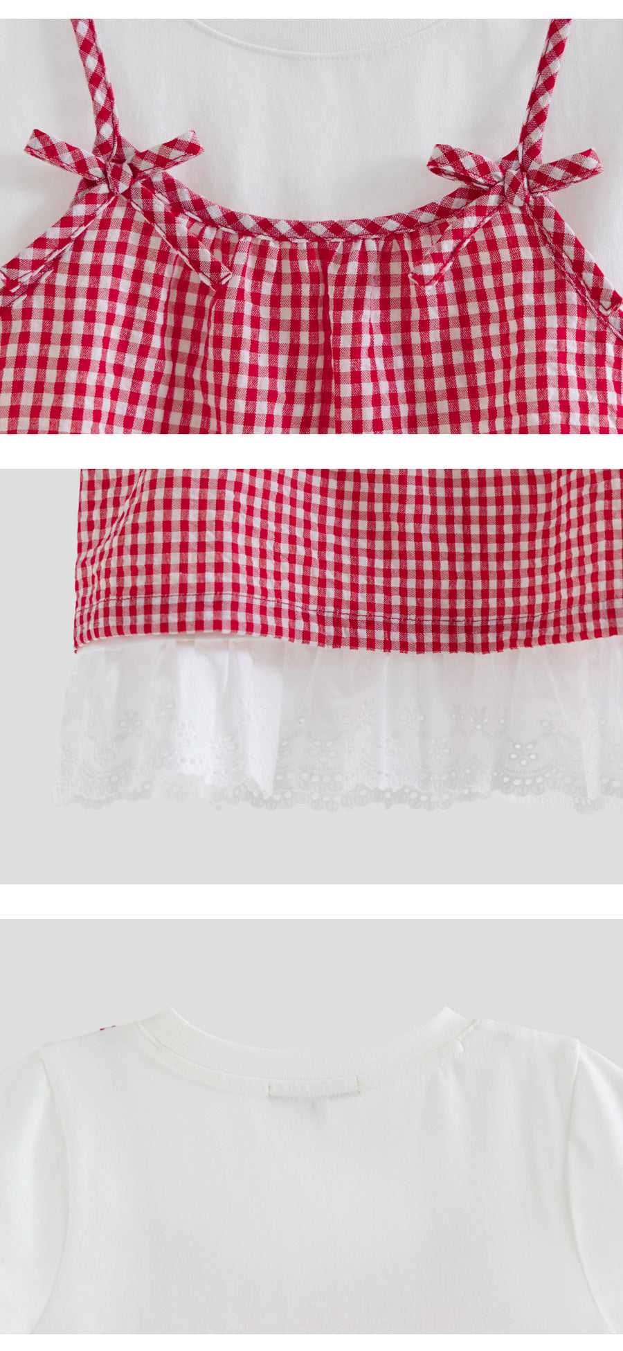 I LOVE J check bustier short sleeve top