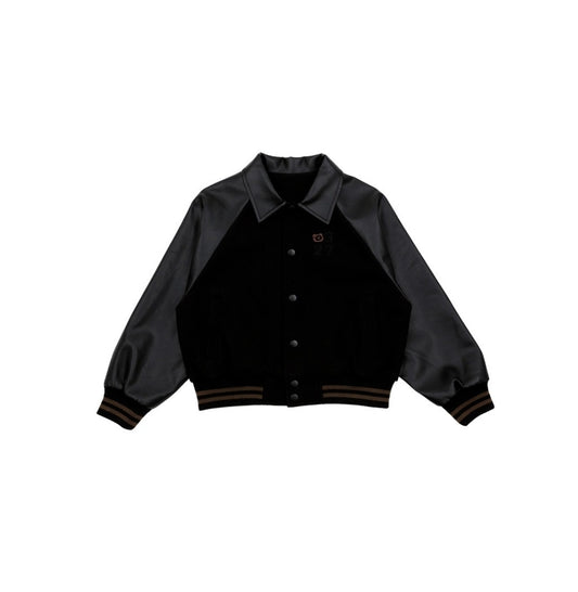 BEBEBEBE BE JUNIOR Pre Fall Leather baseball jacket