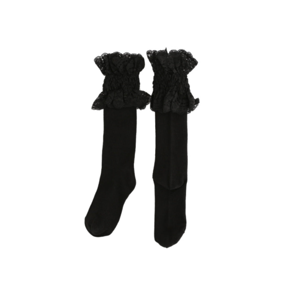 BEBEBEBE BE JUNIOR Pre Fall Junior lace knee socks (BLACK)