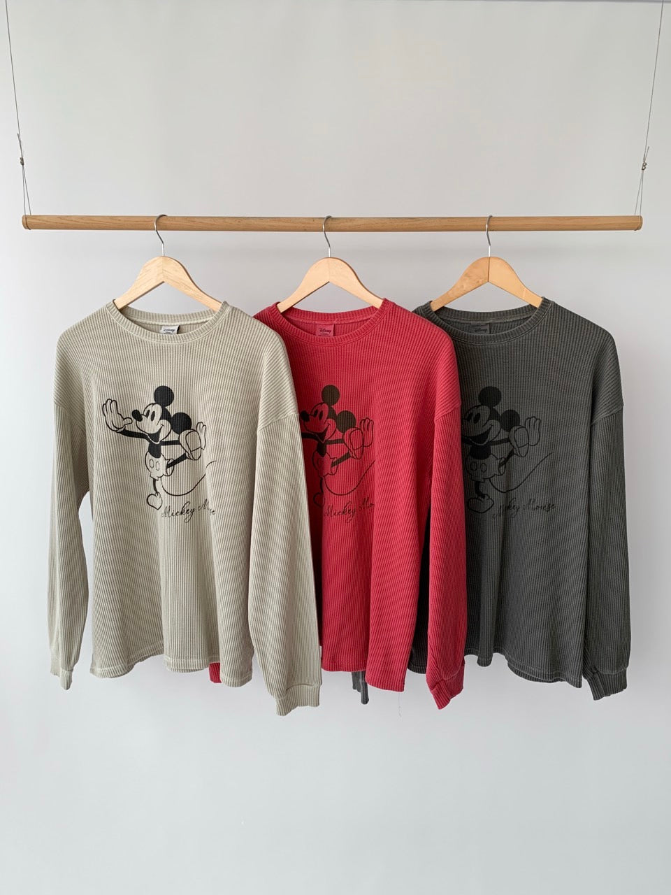 MOMS WEAR Mickey waffle long sleeve top