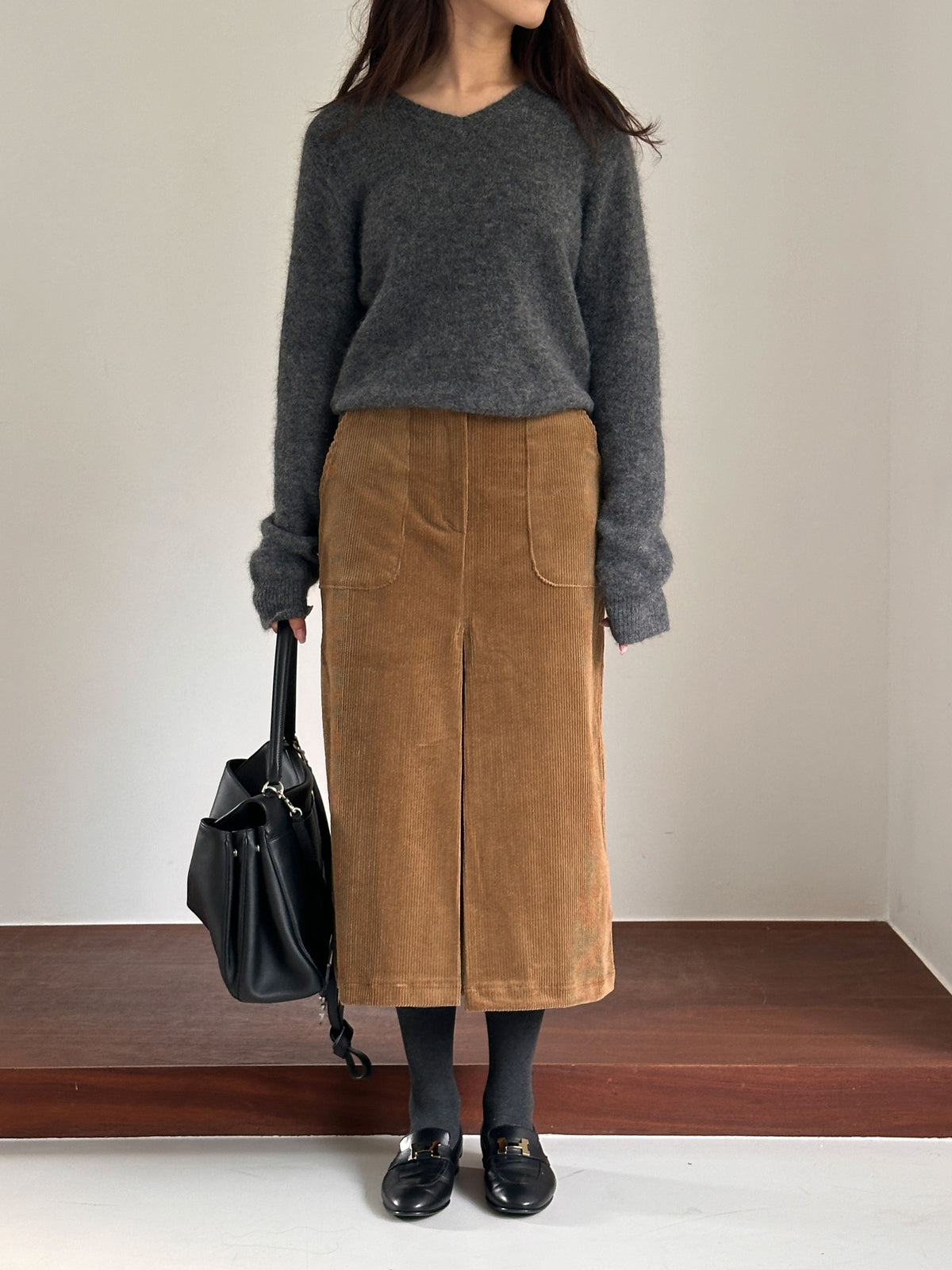 MOMS WEAR Corduroy pintuck skirt