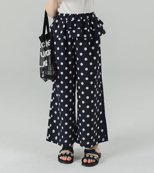 I LOVE J coterry pattern frill pants