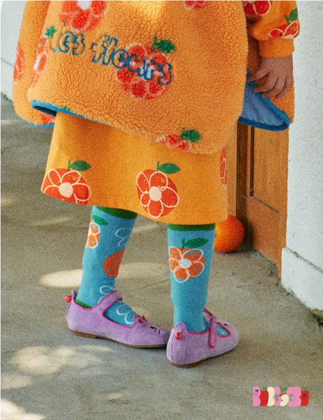 BEBEBEBE Orange flower knee socks