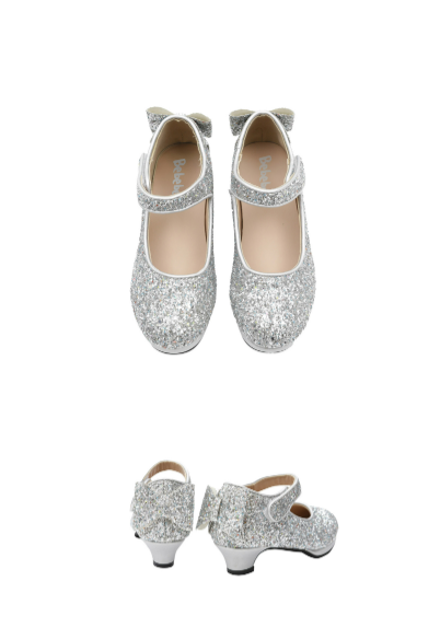 BEBEBEBE 2024 BIRTHDAY SEIRES Silver glitter ribbon shoes