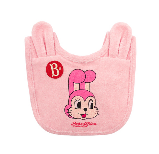 BEBE DE PINO Pink bunny terry baby bib