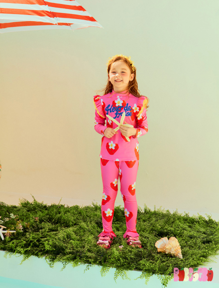 BEBEBEBE 2024 SUMMER Strawberry flower rash guard SET