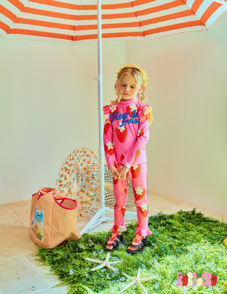 BEBEBEBE 2024 SUMMER Strawberry flower rash guard SET