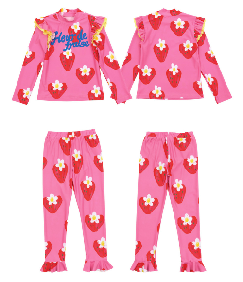 BEBEBEBE 2024 SUMMER Strawberry flower rash guard SET