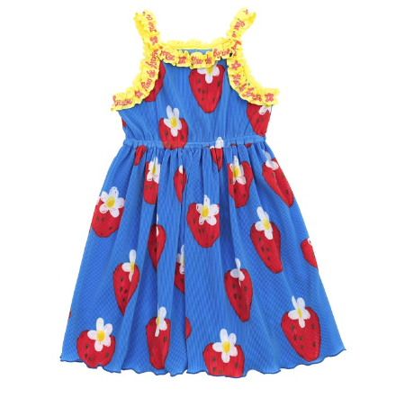 BEBEBEBE 2024 SUMMER Strawberry pleats sleeveless dress