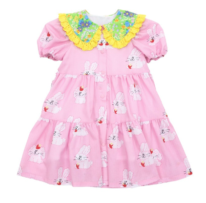 BEBEBEBE 2024 SUMMER Strawberry flower bunny puff dress (PINK)